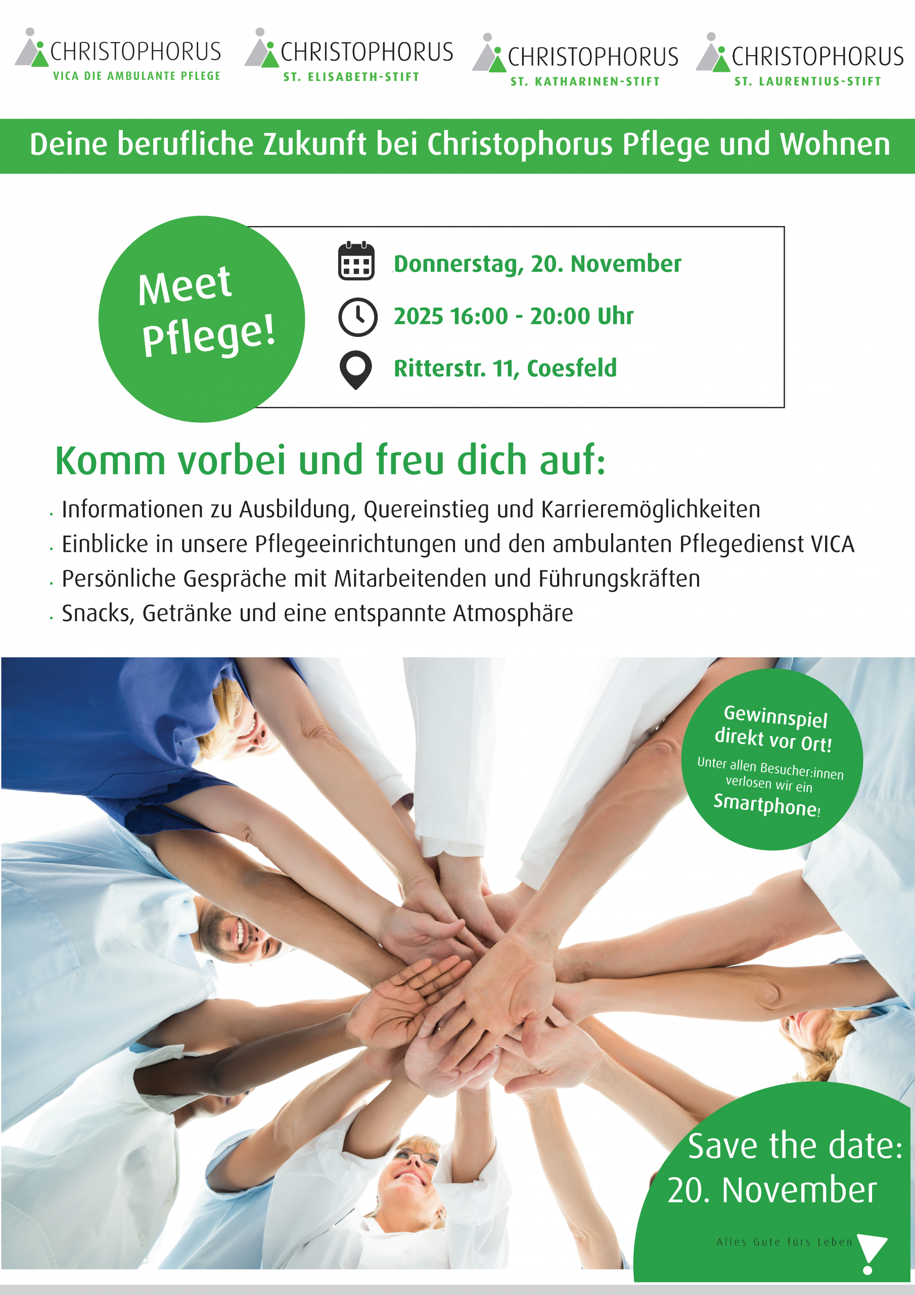SAVE THE DATE!!! Meet Pflege – Deine berufliche Zukunft bei CHRISTOPHORUS Pflege und Wohnen SAVE THE DATE!!! Meet Pflege – Deine berufliche Zukunft bei CHRISTOPHORUS Pflege und Wohnen